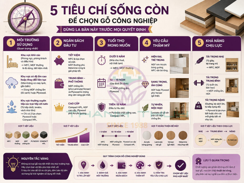 Cách Chọn Gỗ Công Nghiệp Đúng Mục Đích Sử Dụng