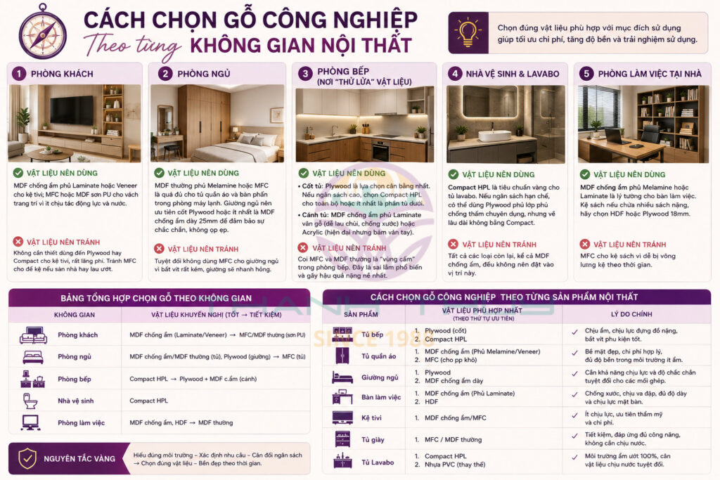 Cách Chọn Gỗ Công Nghiệp Đúng Mục Đích Sử Dụng