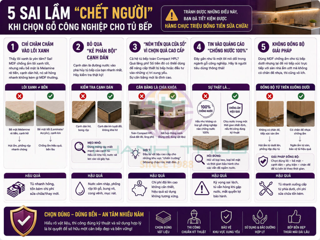 Gỗ công nghiệp chịu nước - Loại nào dùng được trong nhà bếp