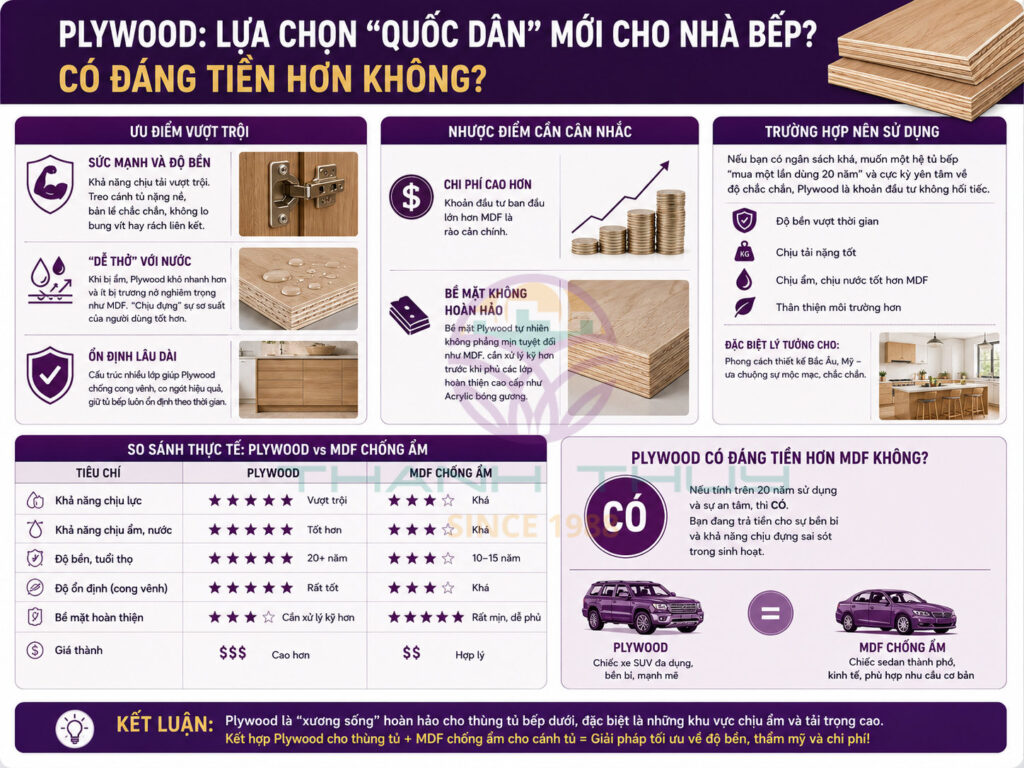 Gỗ công nghiệp chịu nước - Loại nào dùng được trong nhà bếp