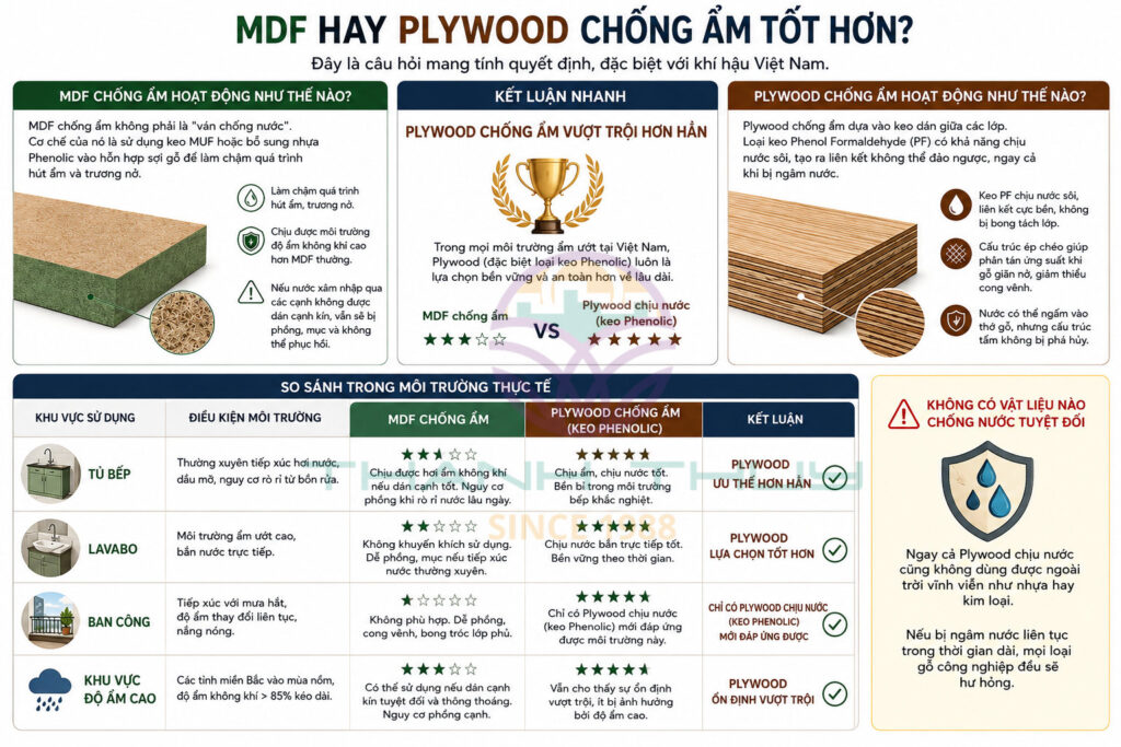 MDF và Plywood - So sánh chi tiết cho nội thất gia đình năm 2026 4 MDF và Plywood - So sánh chi tiết cho nội thất gia đình năm 2026