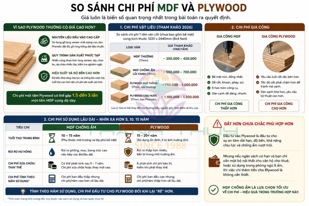 MDF và Plywood - So sánh chi tiết cho nội thất gia đình năm 2026 5 MDF và Plywood - So sánh chi tiết cho nội thất gia đình năm 2026