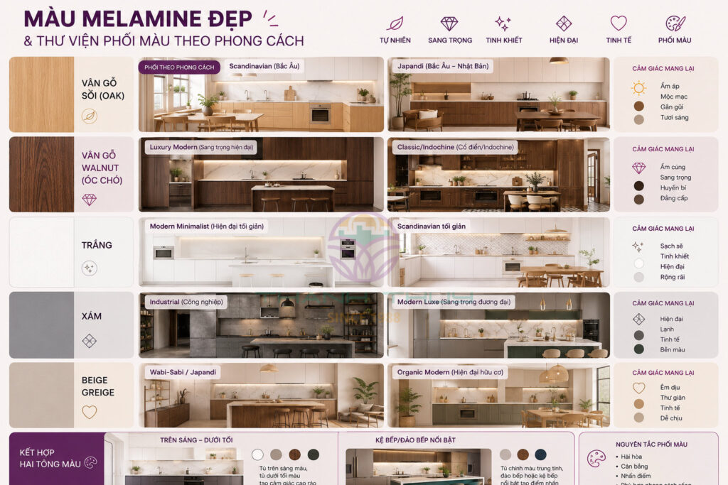 Melamine làm tủ bếp loại nào đẹp và bền?