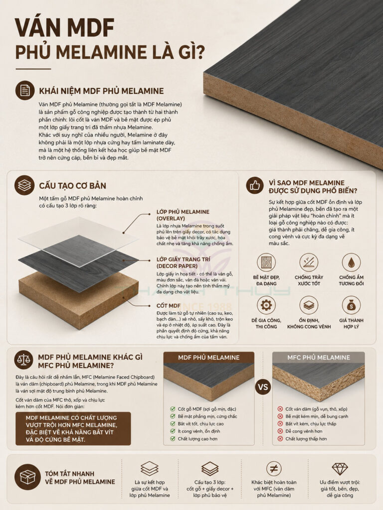 Ván MDF phủ Melamine là gì