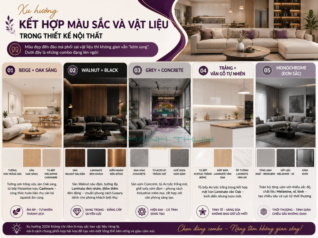 Xu hướng ván gỗ công nghiệp – Màu sắc & Vật liệu mới nhất