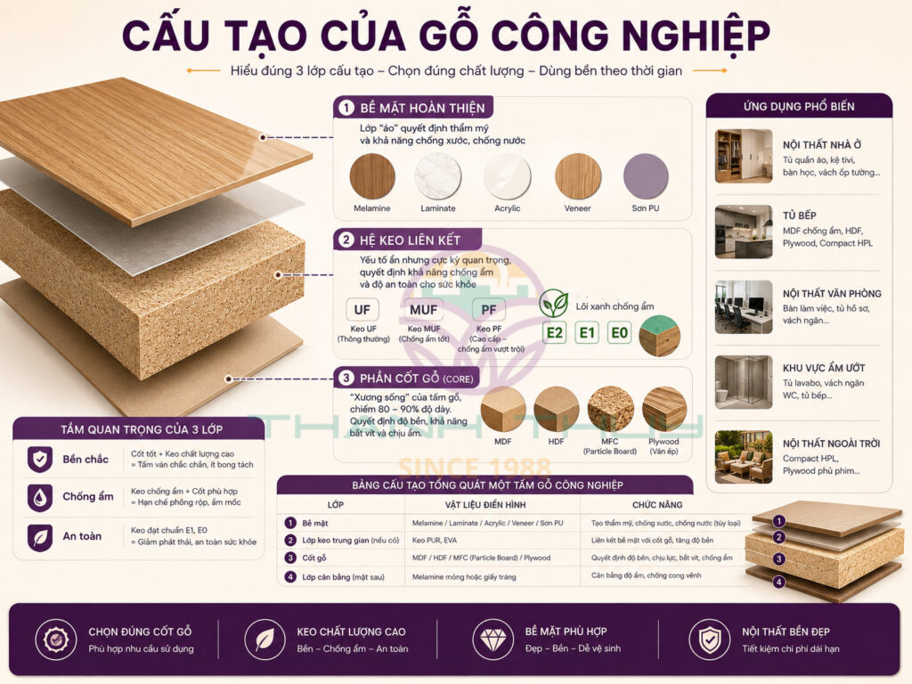Cấu tạo gỗ công nghiệp