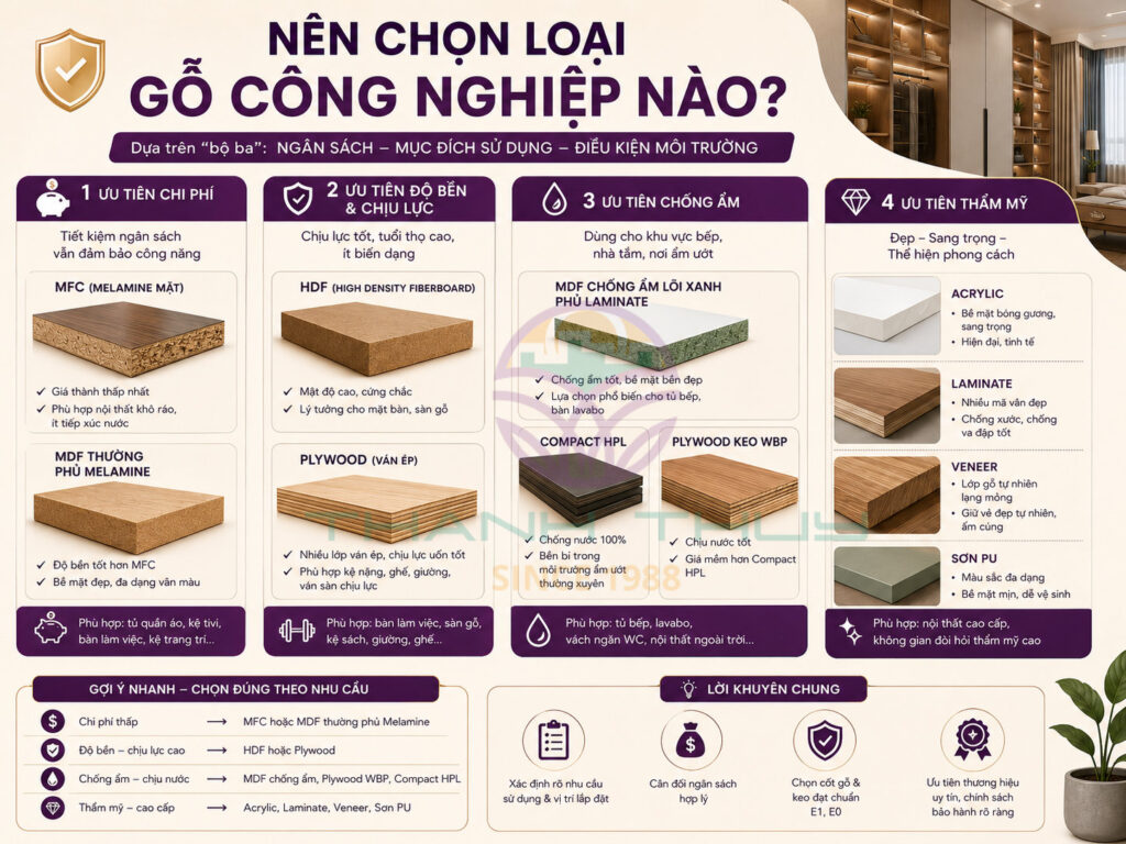 Nên chọn loại gỗ công nghiệp nào