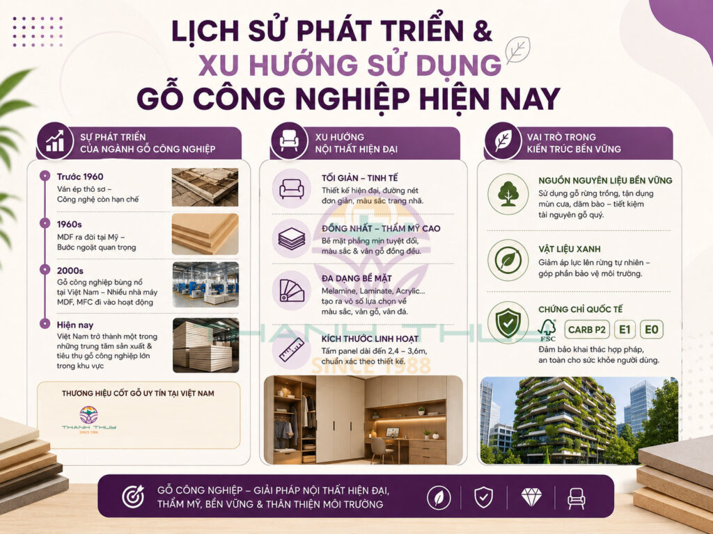 Lịch sử phát triển và xu hướng sử dụng gỗ công nghiệp